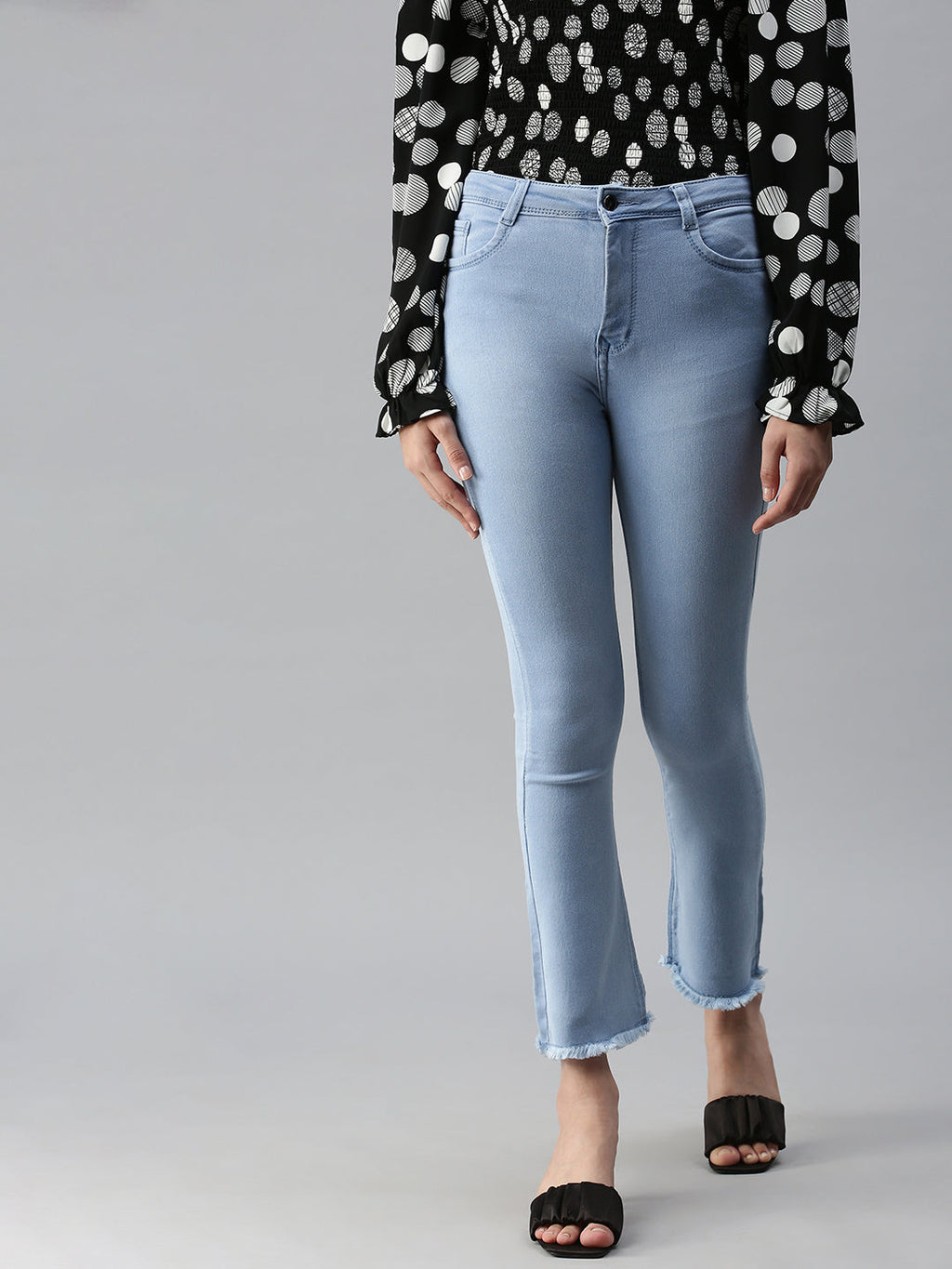 Women's Blue Jean Bootcut High-Rise Stretchable Jeans