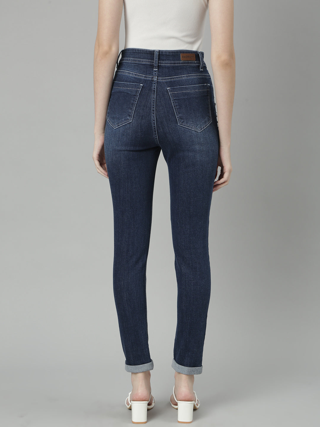 Women's Navy Blue Jean Slim Fit Light Fade Stretchable Jeans