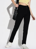 Women's Black Comfort Slim Fit Acid Wash Stretchable Jeans