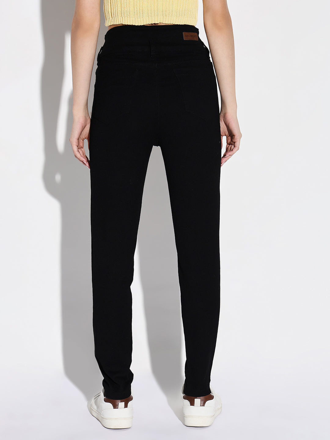Women's Black Comfort Slim Fit Acid Wash Stretchable Jeans