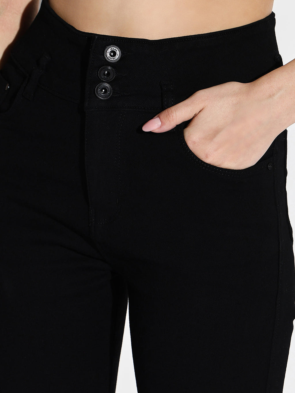 Women's Black Comfort Slim Fit Acid Wash Stretchable Jeans