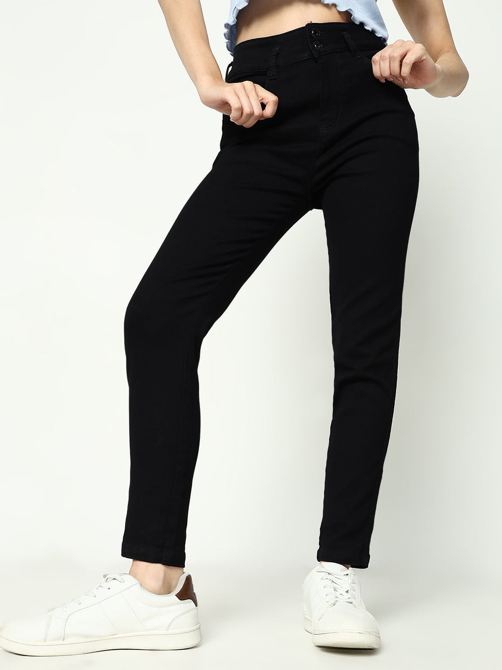 Women's Black Jean Skinny Fit High-Rise Dark Shade Denim Jeans