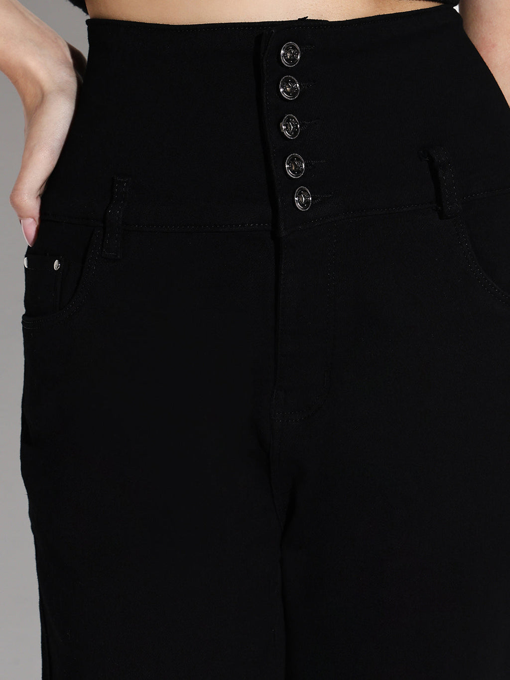 Women's Black Comfort Slim Fit Acid Wash Stretchable Jeans