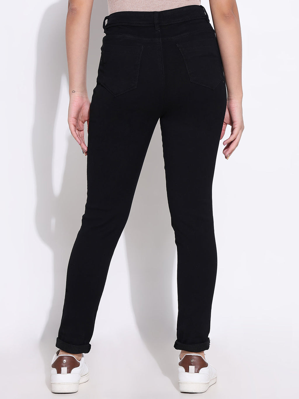 Women's Black Comfort Slim Fit Acid Wash Stretchable Jeans