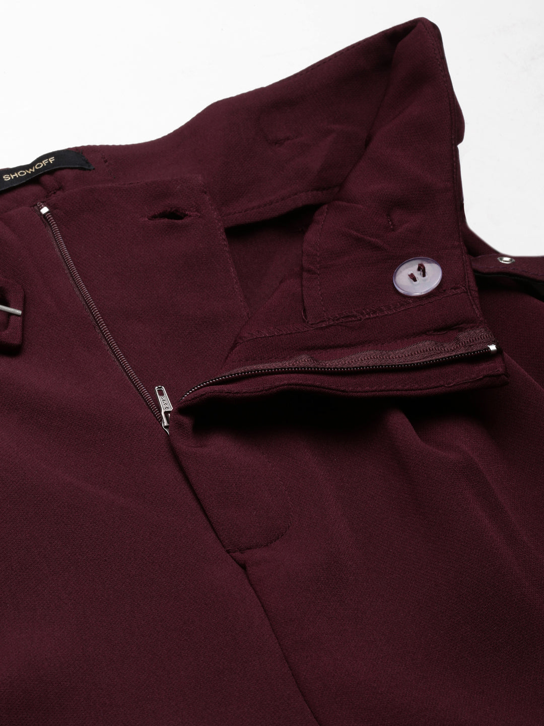 Women's Burgandy High-Rise Pleated Peg Trousers