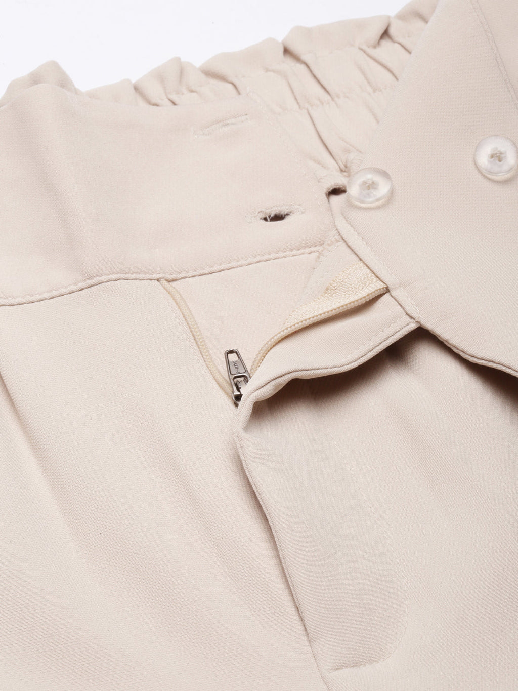 Women's Beige Comfort Regular Fit Cotton Parallel Trouser