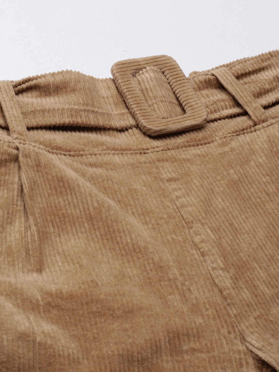 Women's Khaki Slim Fit High-Rise Pleated Peg Trousers