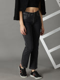 Women's Grey Straight Fit Acid Wash Stretchable Jeans