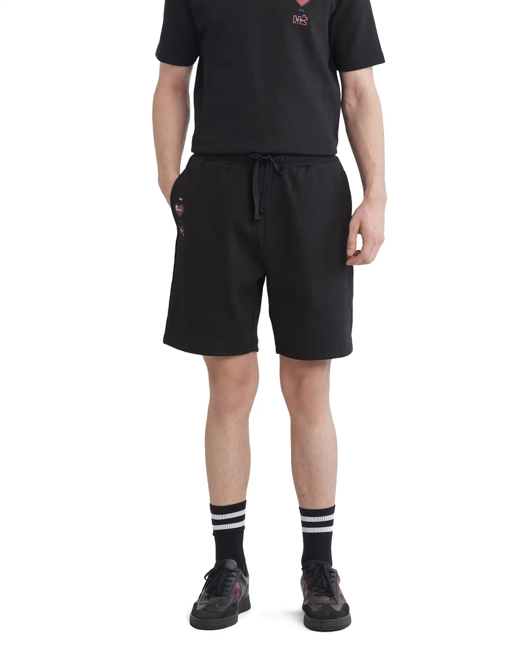 Rare Rabbit Men's Lux Black Cotton Blend Plain Relaxed Fit Shorts