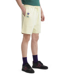 Rare Rabbit Men's Lux Pastel Yellow Cotton Blend Plain Relaxed Fit Shorts
