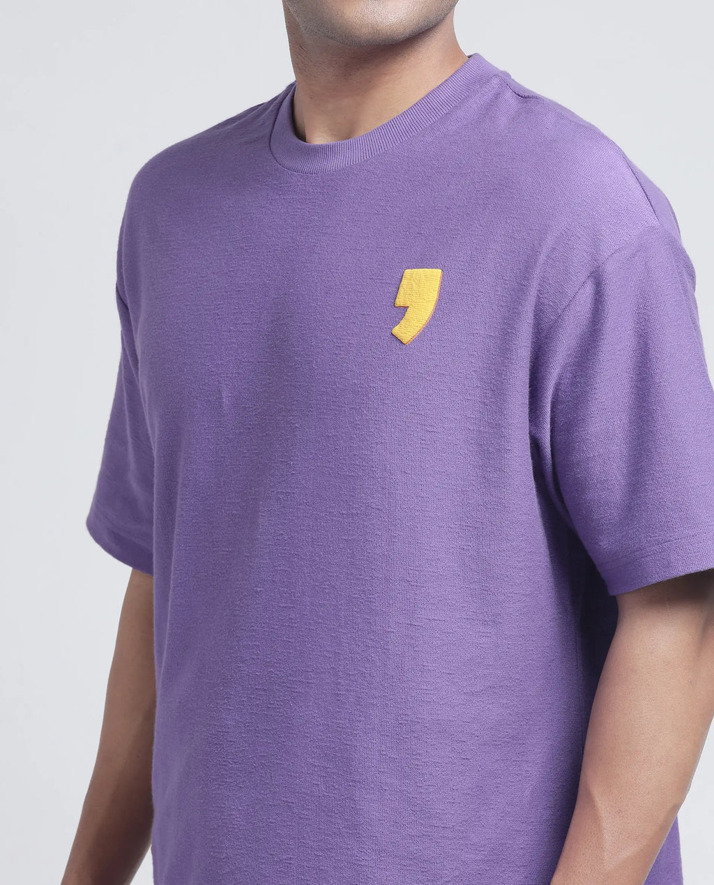 Rare Rabbit Men's Marsa Purple Cotton Blend Graphic Print Oversized Fit Half Sleeve Crew Neck T-Shirt