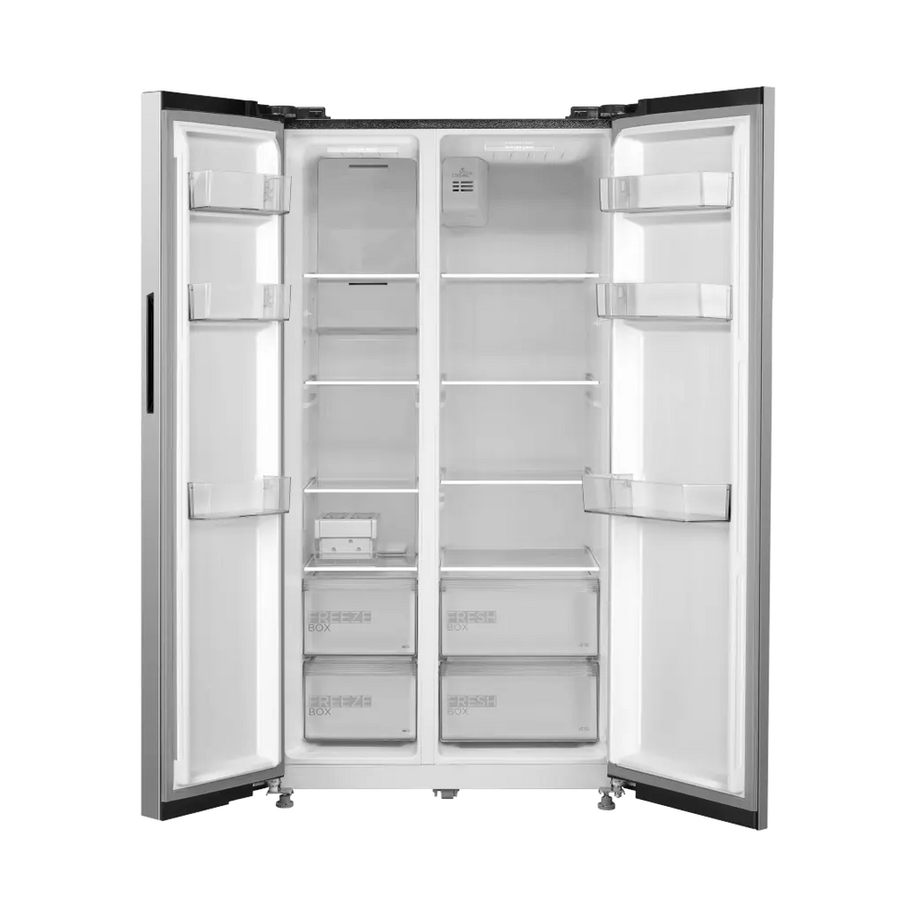 Midea 563 L Side By Side, Frost Free Refrigerator |Digital Display|Stabilizer Free Operation|Inverter compressor (MDRS710FGF46 Bru Steel)