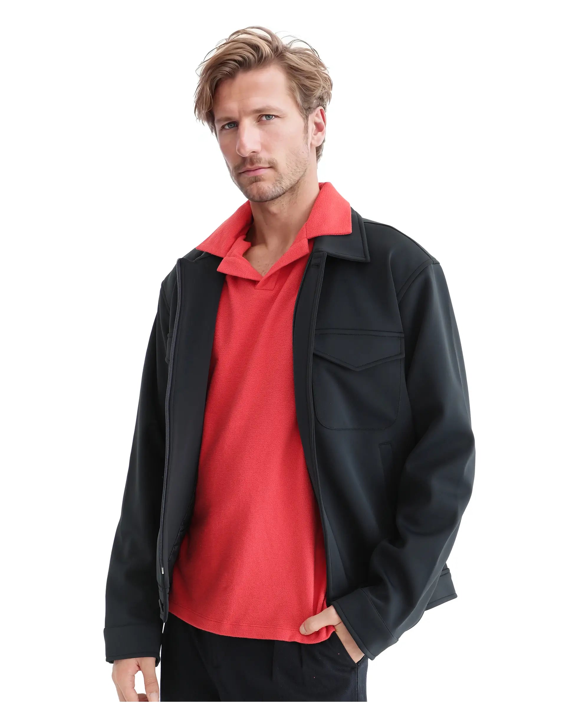 Rare Rabbit Men's Merko Dark Orange Cotton Plain Regular Fit Half Sleeve Polo