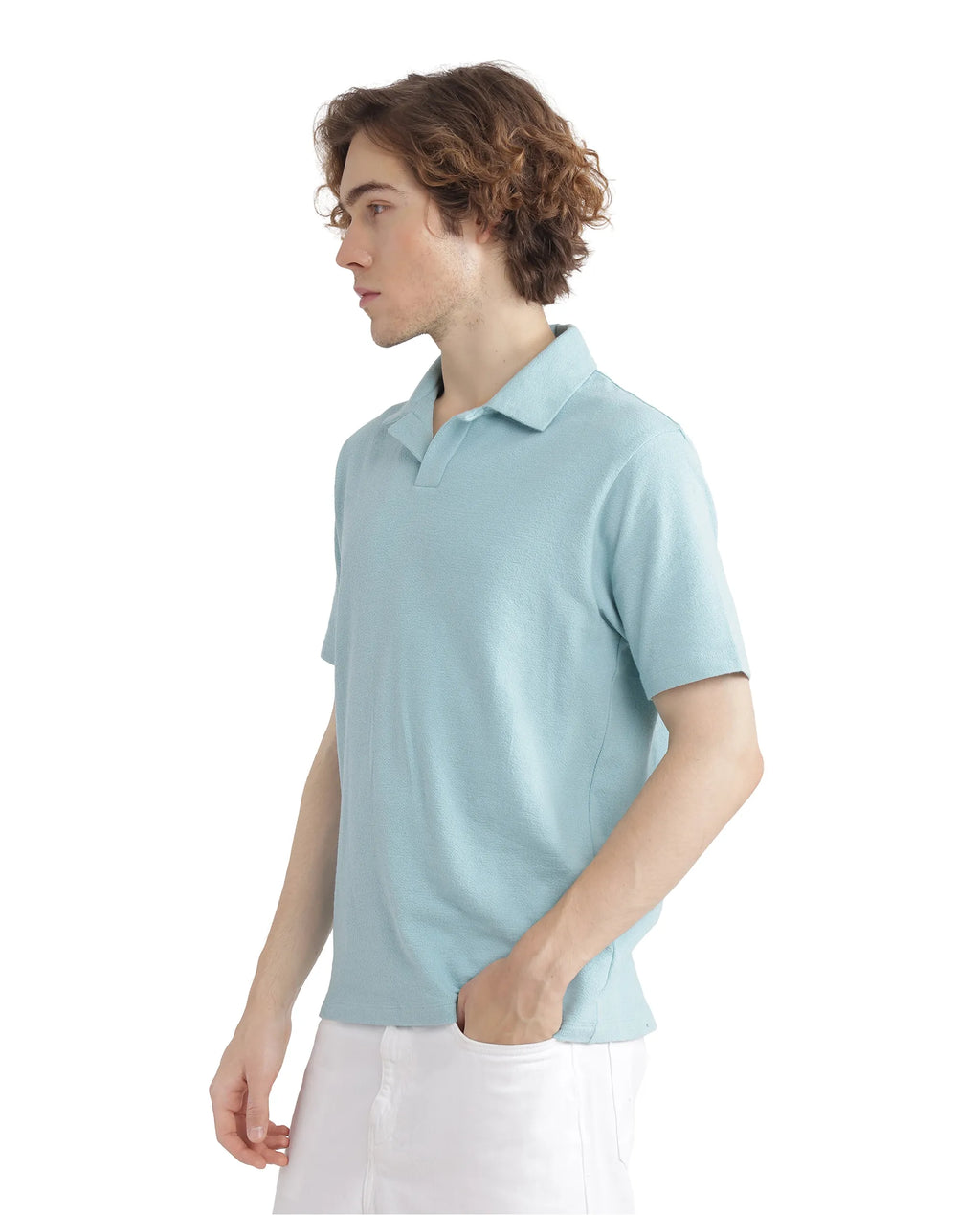Rare Rabbit Men's Merko Turq Cotton Plain Regular Fit Half Sleeve Polo