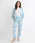 Rareism Women's Mongo Light Blue Polyester Floral Print Ankle Length Relaxed Fit Trouser