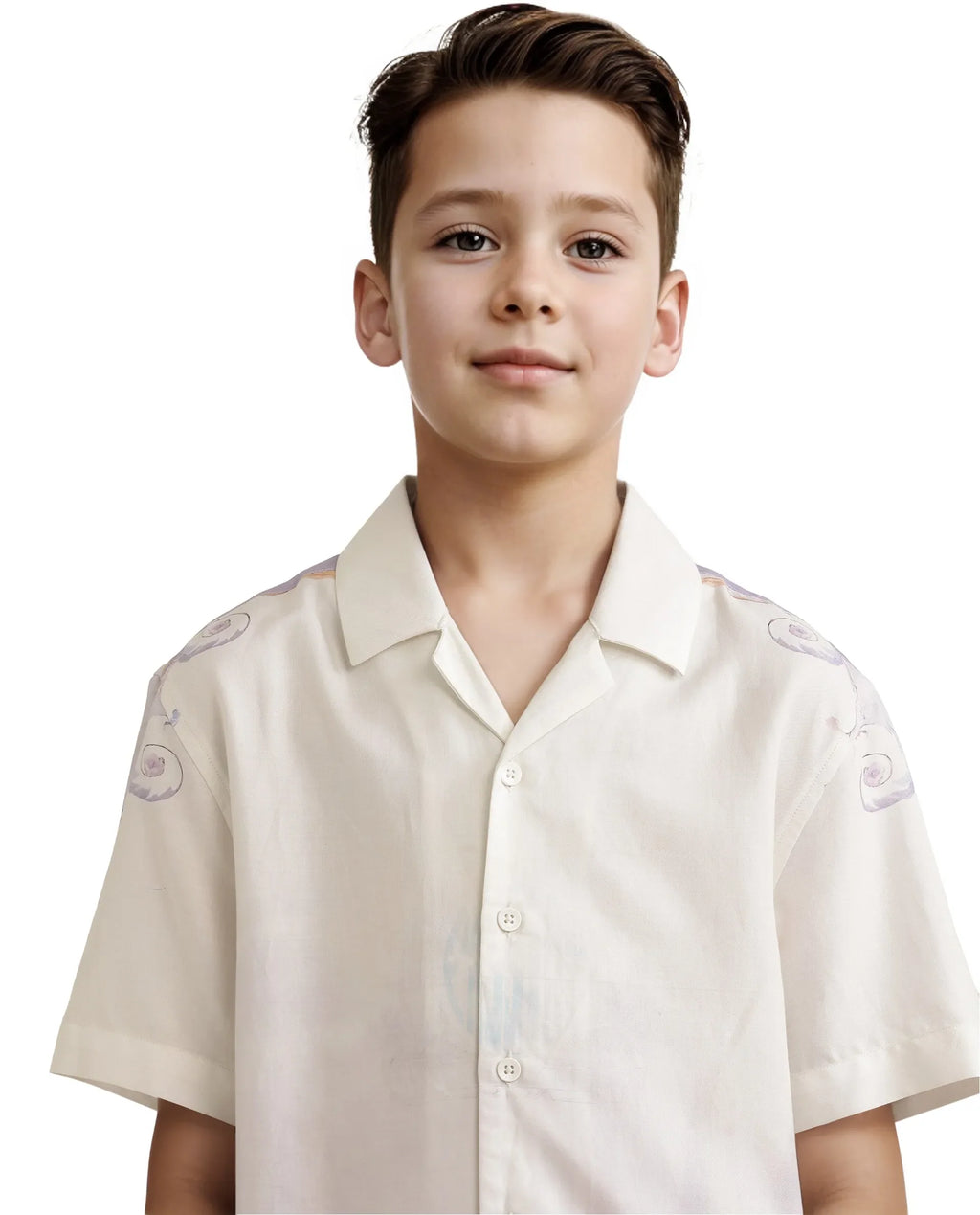 Rare Ones Kids Mysk Off White Modal Printed Button Closure Regular Fit Shirt