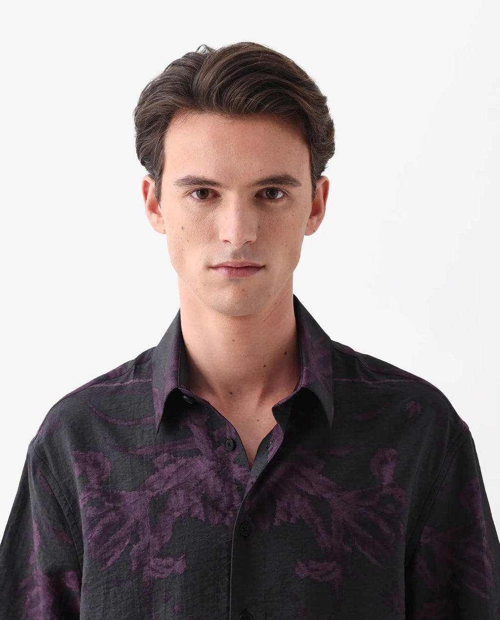 Rare Rabbit Men's Nao Black Viscose Abstract Print Boxy Fit Half Sleeve Collared Shirt