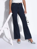 Women's Navy Blue Flared Jeans