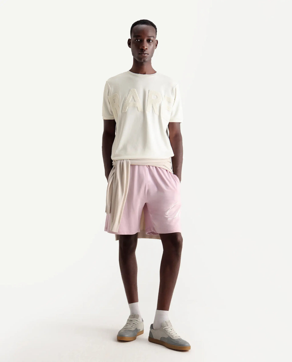 Rare Rabbit Men's Nor-3 Off White Cotton Blend Embroidered Oversized Fit Half Sleeve Crew Neck T-Shirt