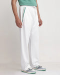 Rare Rabbit Men's Oblic White Cotton Blend Plain Relaxed Fit Track Pant