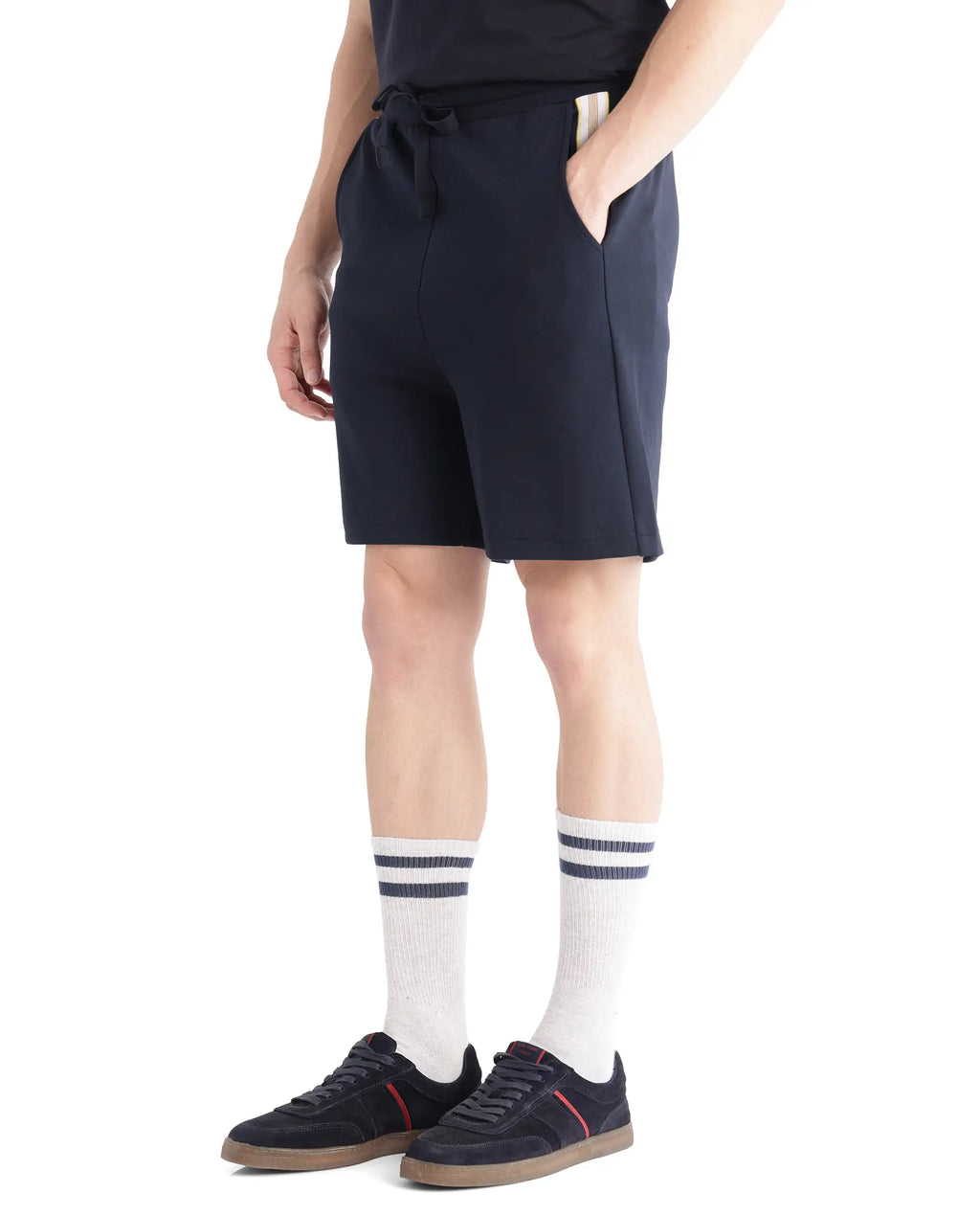 Rare Rabbit Men's Obl Navy Cotton Blend Plain Relaxed Fit Shorts