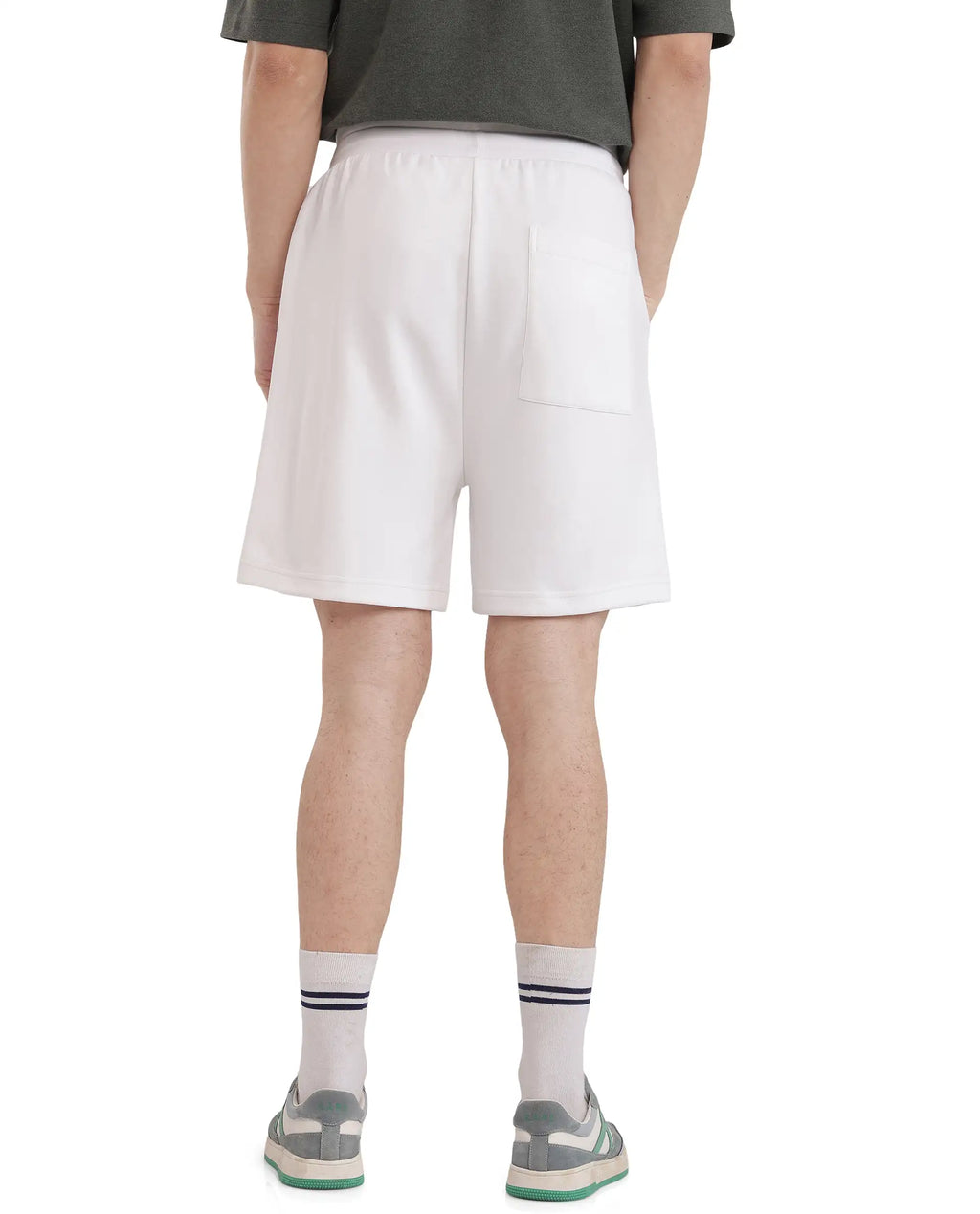 Rare Rabbit Men's Obl White Cotton Blend Plain Relaxed Fit Shorts