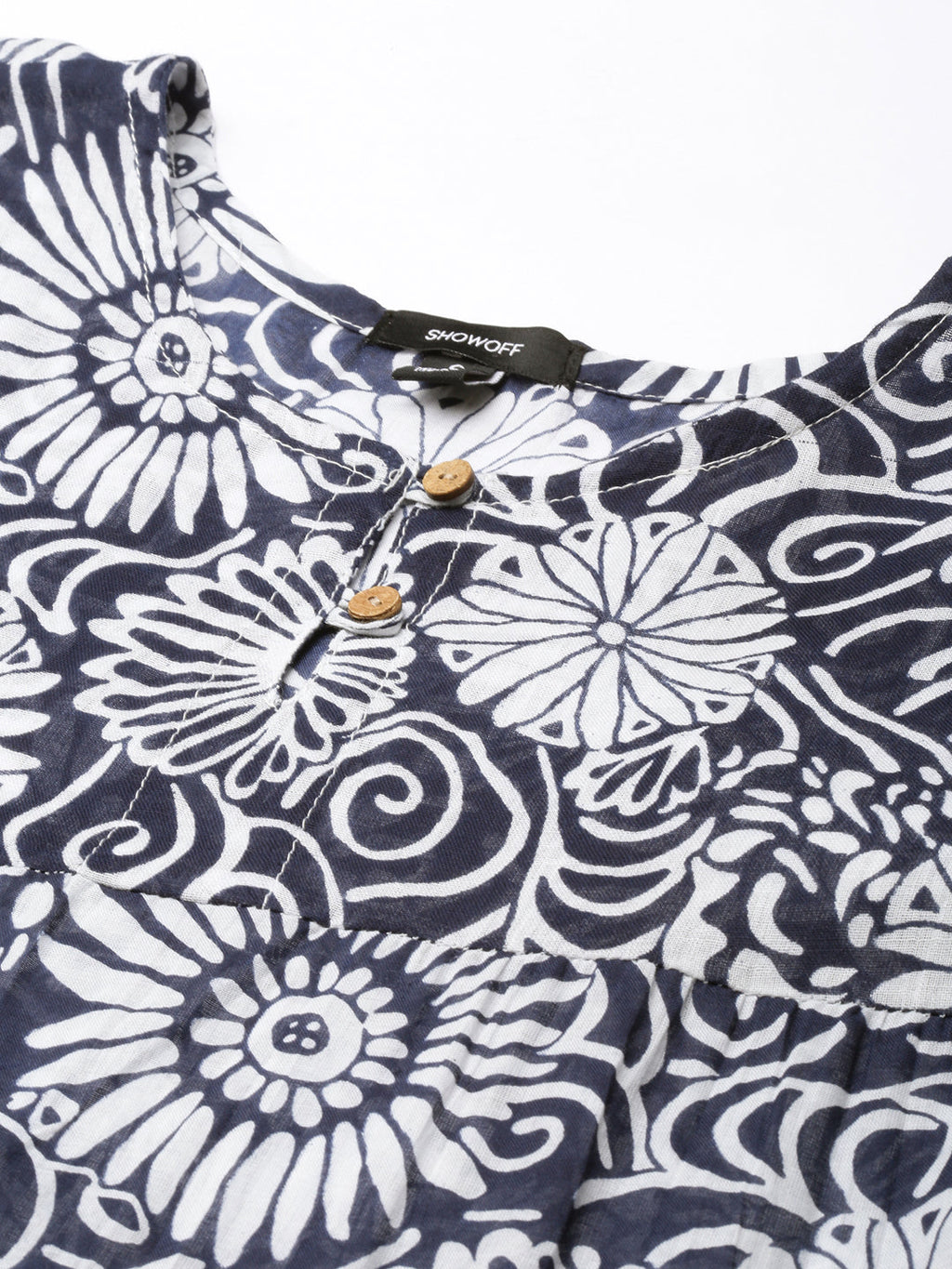 Women's Anarkali Navy Blue Floral Kurta
