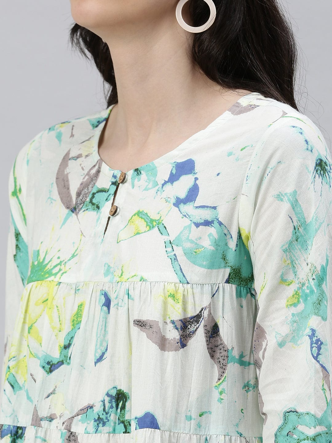 Women's Casual Printed Fit and Flare White Dress