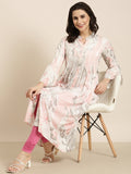 Women's A-Line White Abstract Kurta