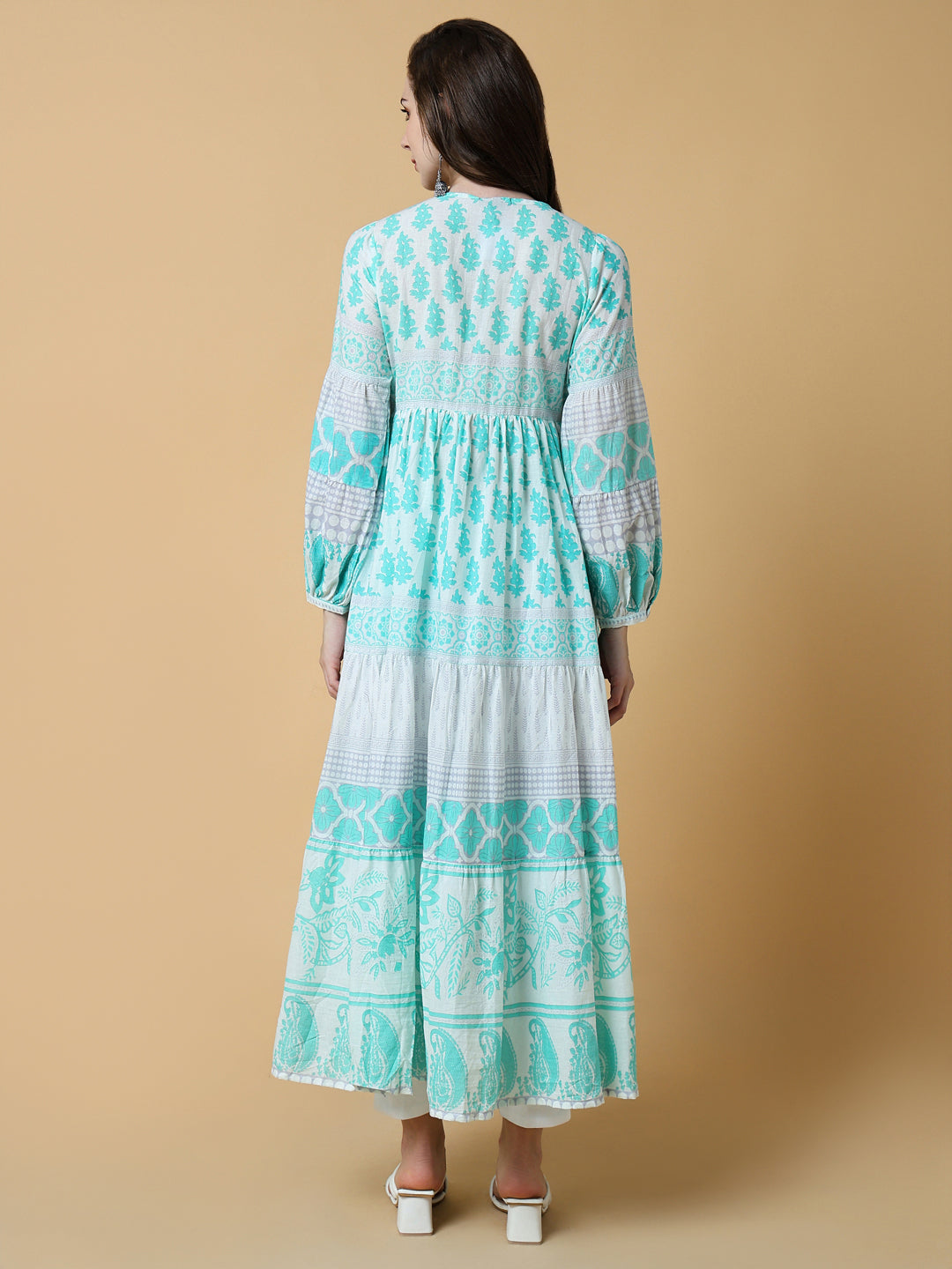 Women's Green Floral Anarkali Kurta