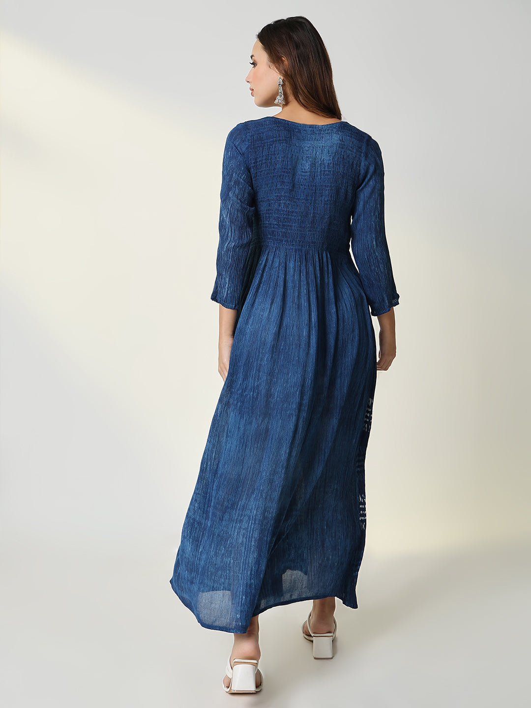 Women's Navy Blue Striped Anarkali Kurta