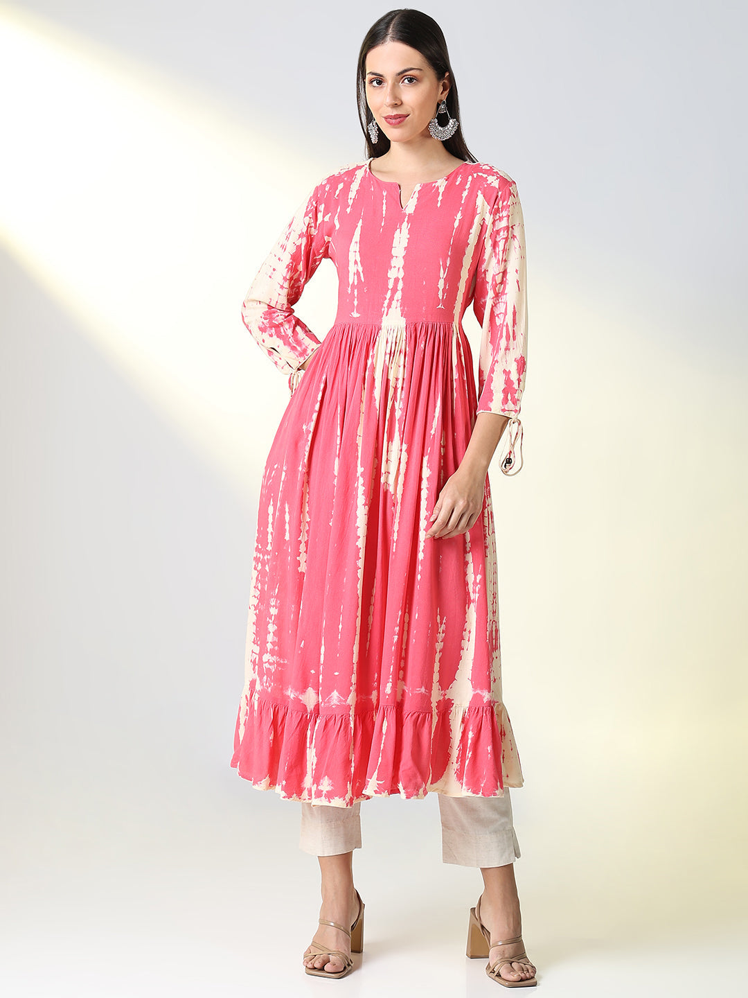 Women's Pink Abstract Anarkali Kurta
