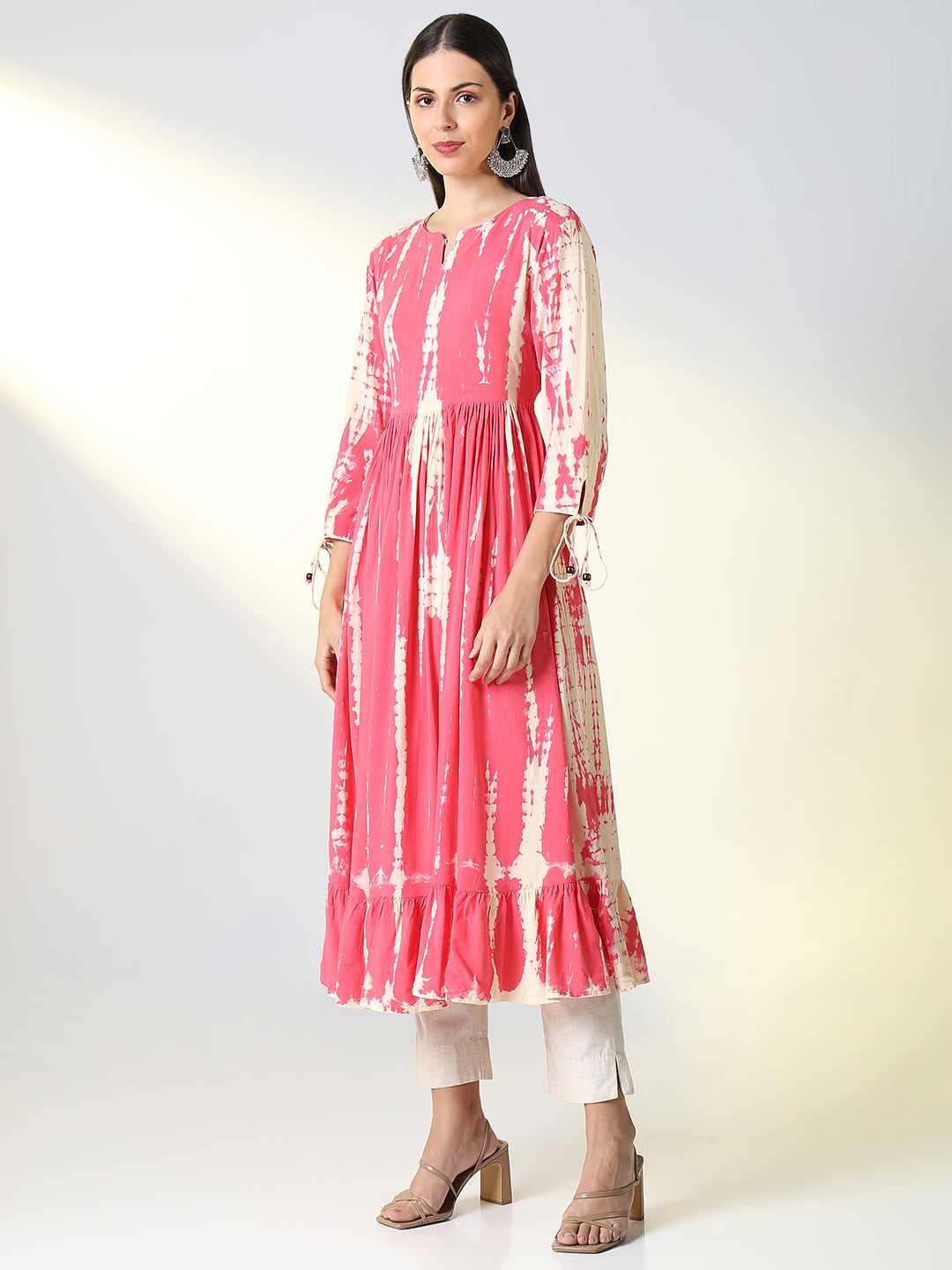 Women's Pink Abstract Anarkali Kurta