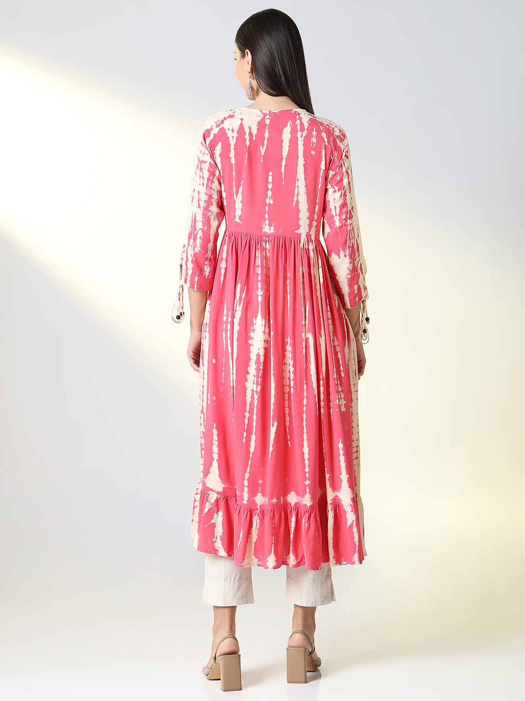 Women's Pink Abstract Anarkali Kurta