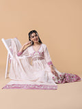 Women's Off White Floral Cotton Anarkali Kurta with Dupatta