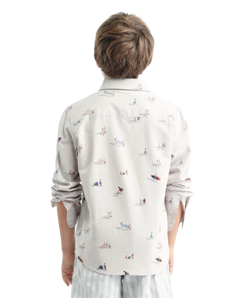 Rare Ones Kids Orson Beige Cotton Printed Button Closure Regular Fit Shirt