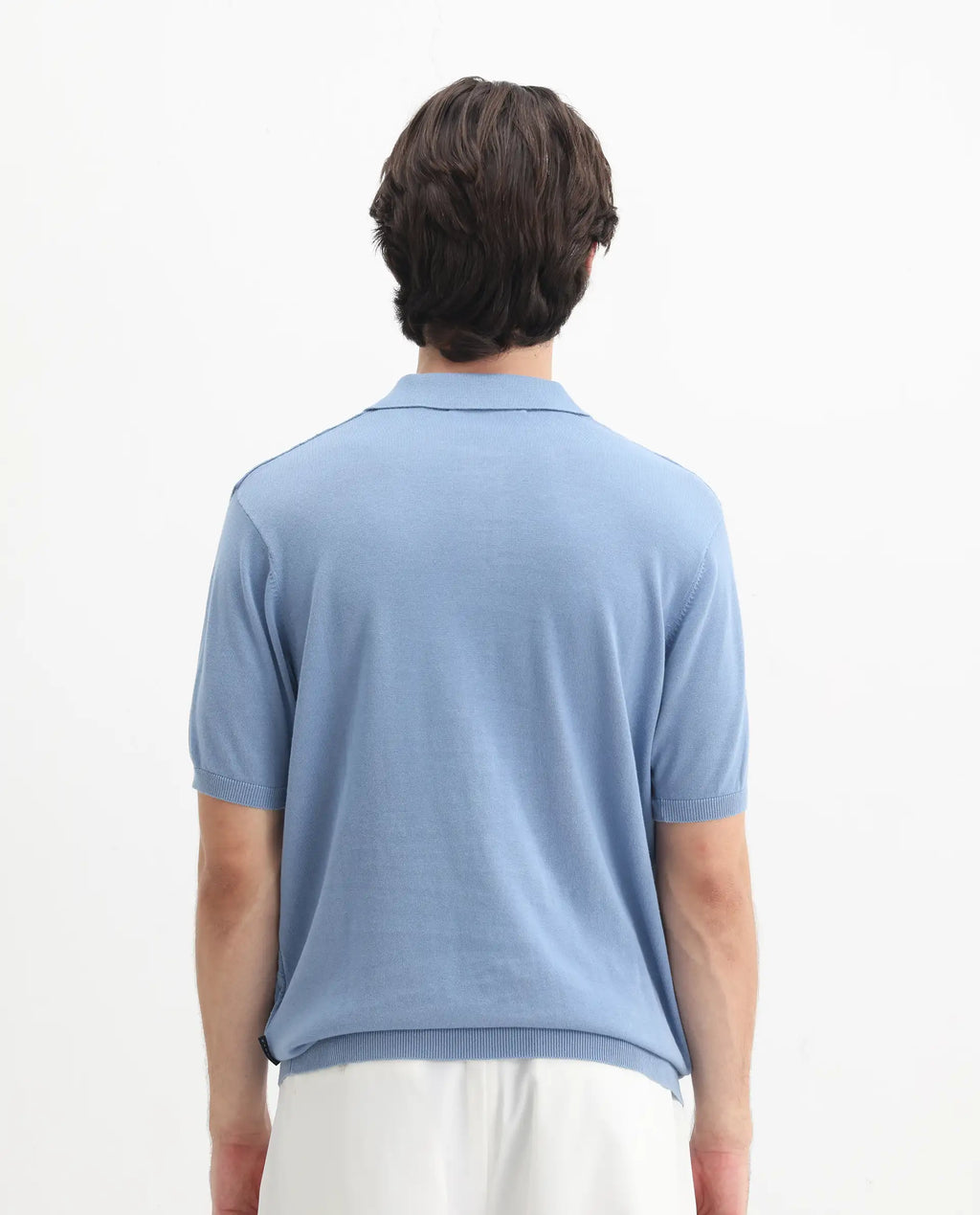 Rare Rabbit Men's Pasto Dusky Blue Cotton Textured Regular Fit Half Sleeve Polo