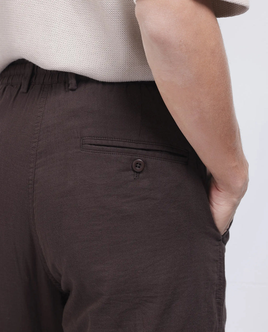 Rare Rabbit Men's Pastor-25 Brown Cotton Plain Regular Fit Trouser