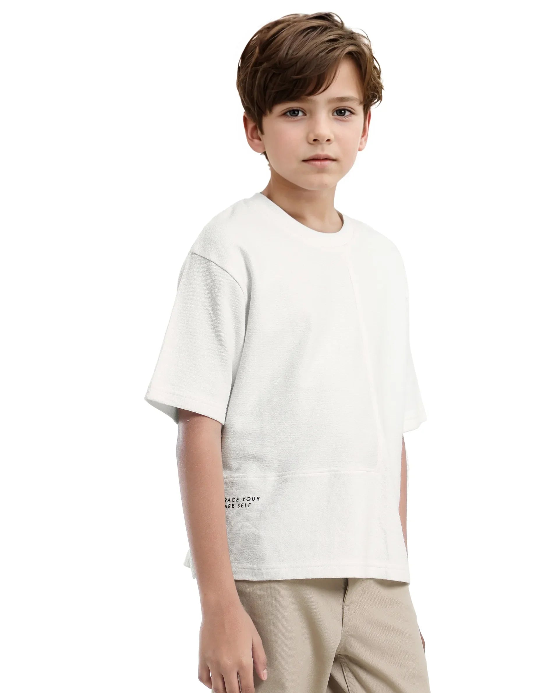 Rare Ones Kids Perg-T White Cotton Short Sleeve Crew Neck Printed T-Shirt