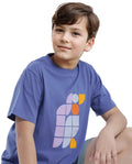Rare Ones Kids Persh Blue Cotton Blend Half Sleeve Printed Regular Fit T-Shirt