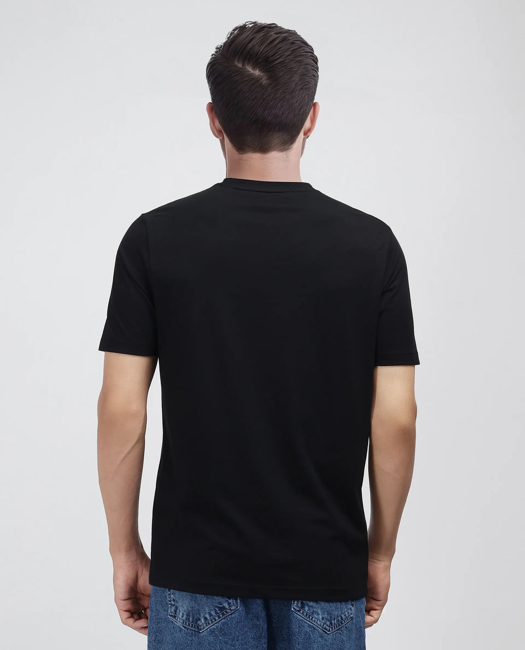 Rare Rabbit Men's Pol Black Cotton Graphic Print Regular Fit Half Sleeve Crew Neck T-Shirt