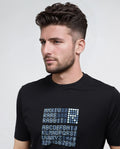 Rare Rabbit Men's Pol Black Cotton Graphic Print Regular Fit Half Sleeve Crew Neck T-Shirt