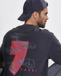 Rare Rabbit Men's Quote Dark Grey Cotton Graphic Print Oversized Fit Half Sleeve Crew Neck T-Shirt