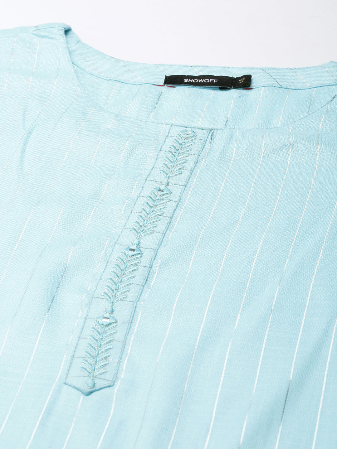 Women's Blue Striped Straight Kurta