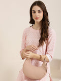 Women's Peach Ethnic Motifs Thread Work Straight Kurta