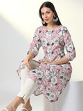 Women's Pink Floral A Line Kurta