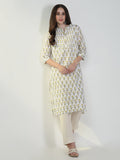 Women's Cream Floral Straight Kurta
