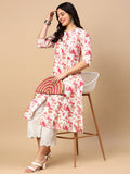 Women's Pink Floral A Line Kurta
