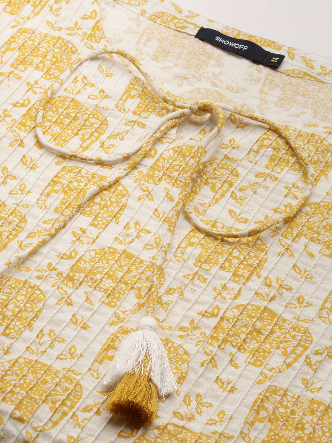 Women's Yellow Graphic Straight Kurta
