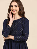 Women's Navy Blue Solid Anarkali Kurta